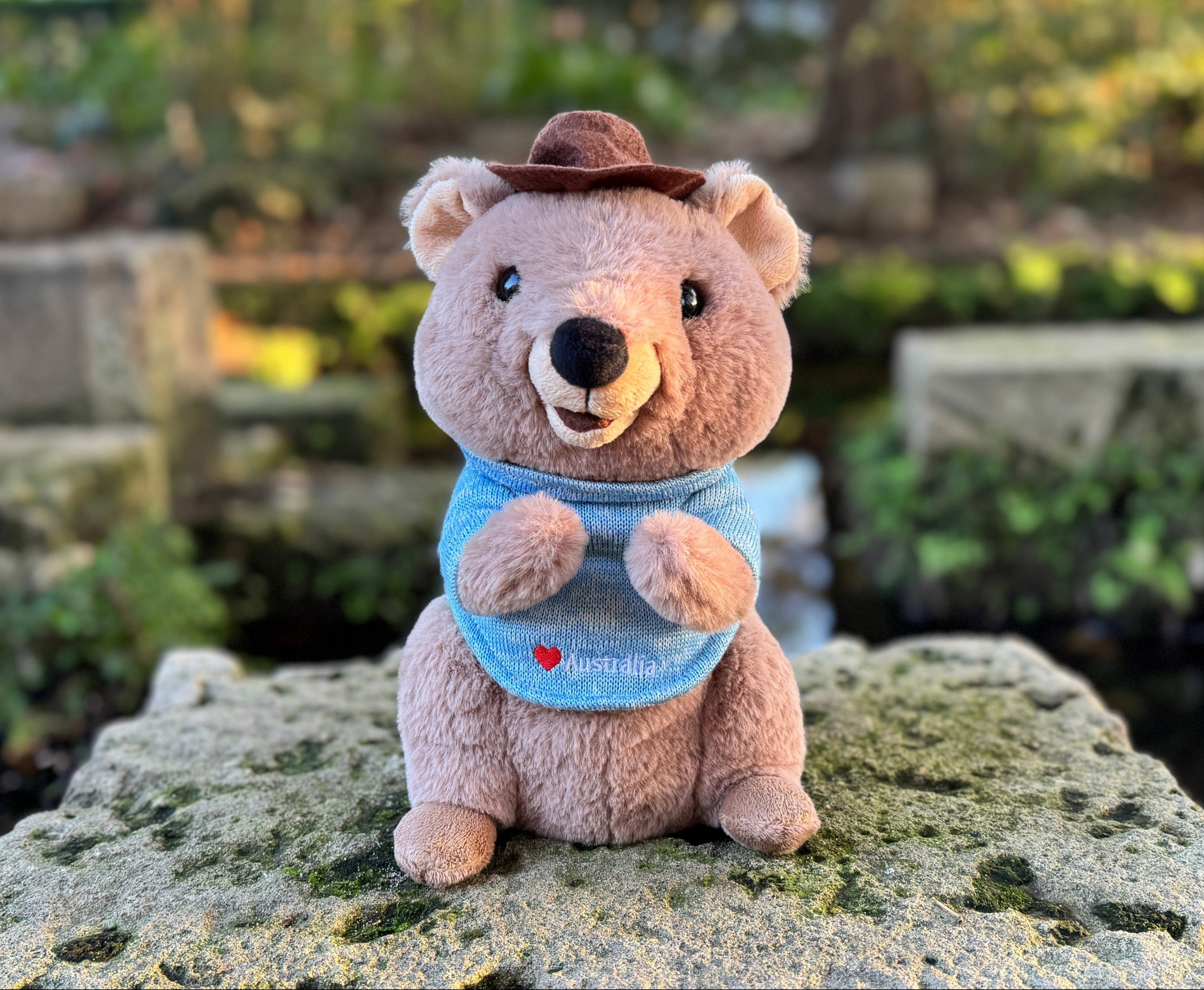 25cm Mokka the Quokka plush toy from Perth inspired by Rottnest Island’s happiest animal on Earth – cute Australian stuffed animal souvenir from Western Australia.