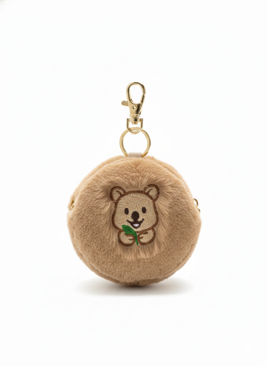 Quokka coin bag, cute compact pouch for coins and cards, lightweight everyday accessory. Found in Rottnest Island.