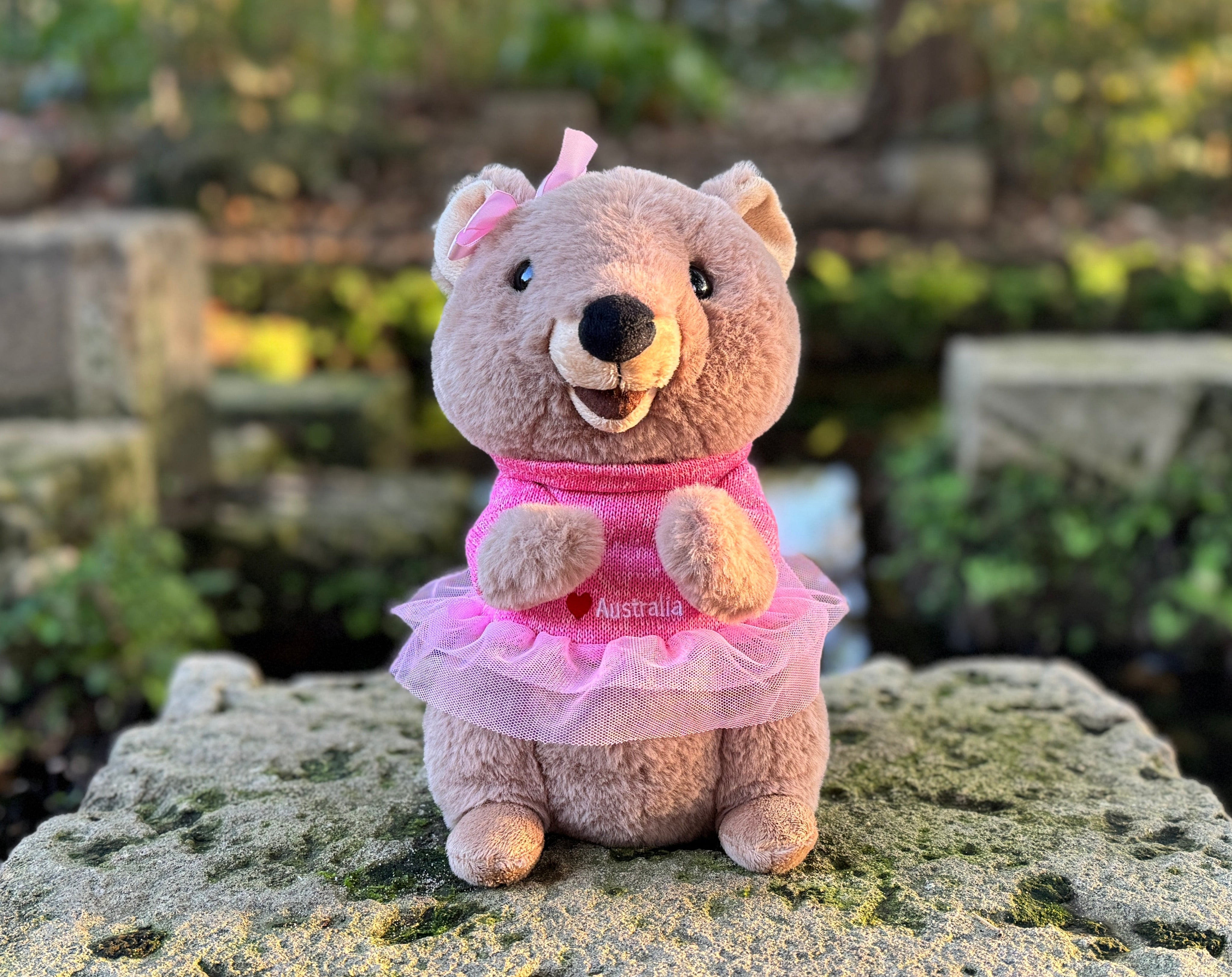 25cm Mikka the Quokka plush toy from Perth looking very cute – inspired by Rottnest Island’s happiest animal on Earth, an adorable Australian souvenir.