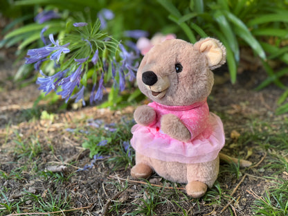 25cm Mikka the Quokka plush toy from Perth shown at a side angle – inspired by Rottnest Island’s happiest animal on Earth, a cute Australian souvenir.