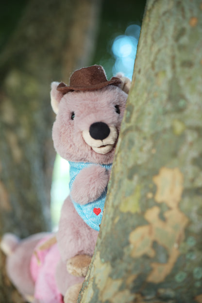 25cm Mokka hiding in tree from Perth, Western Australia – cute Rottnest Island Quokkas, smiling Australian animal plush toys and perfect Perth souvenirs.