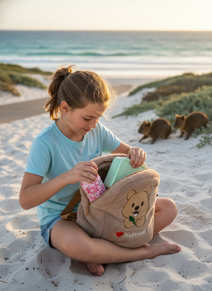 Quokka kids backpack with adjustable straps, lightweight children’s school bag for everyday use. Found in Rottnest Island. 